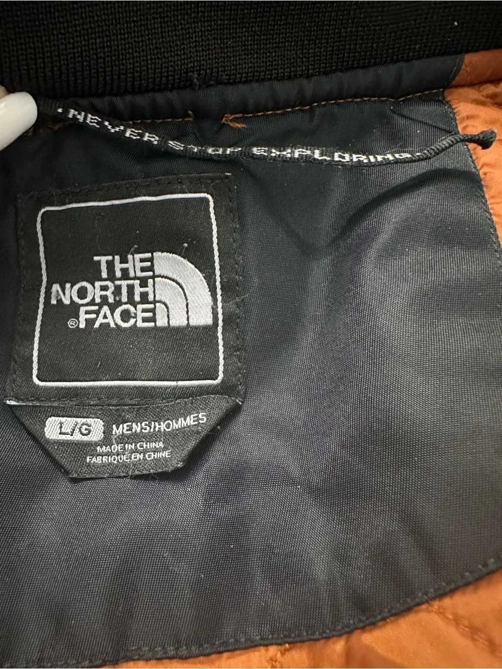 The North Face Black MA-1 Flight Bomber Jacket SZ L Quilted Liner Full Zip EUC